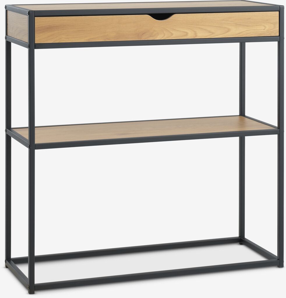 Masă de hol TRAPPEDAL 30x80 1 sertar stejar/negru