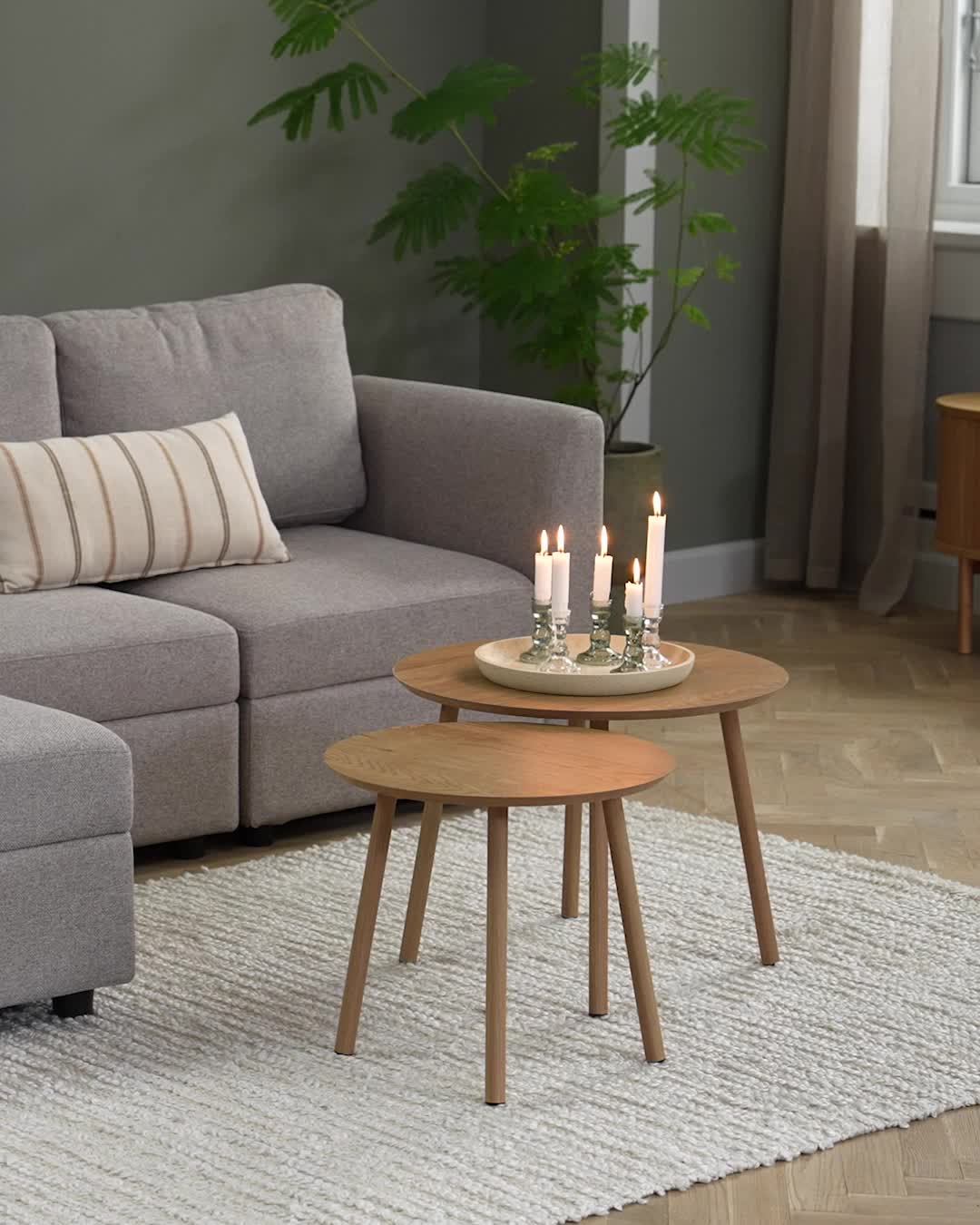 Set de mese MUNKEBO Ø55/Ø45 stejar