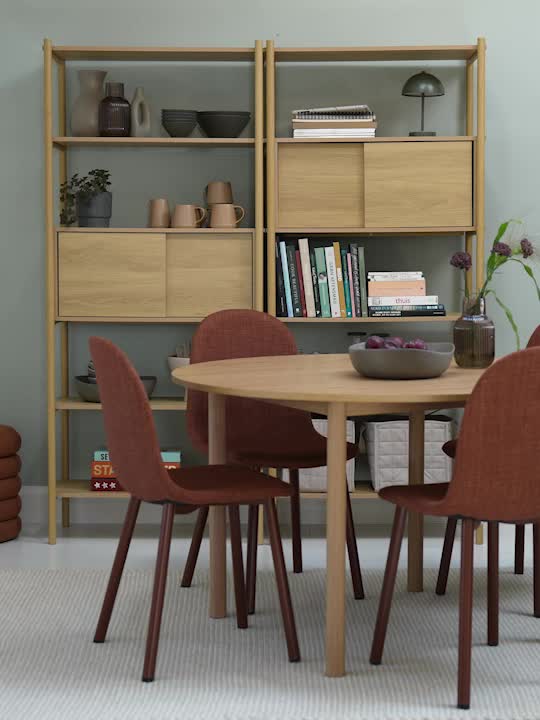 Etajeră LINDVED 6 rafturi 2 uși stejar