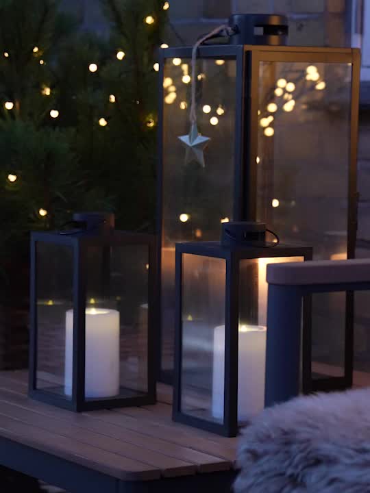 Felinar GEFJON 13x13x27cm negru cu LED