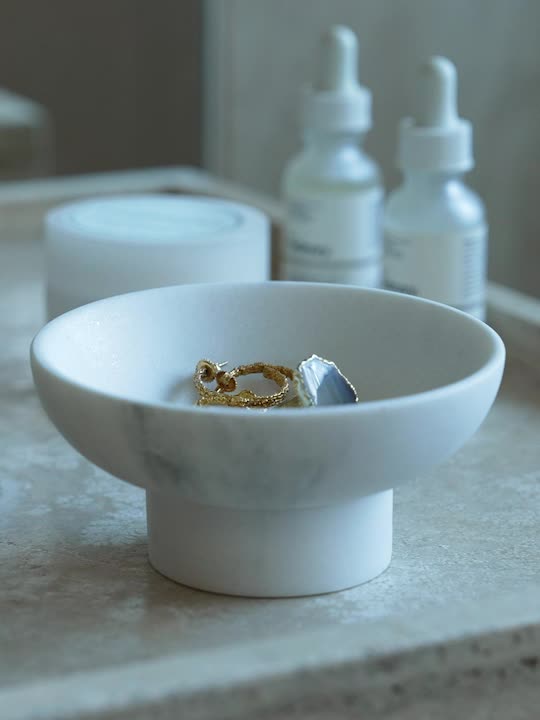 Bol decorativ BERGHEM Ø12x6cm aspect marmură