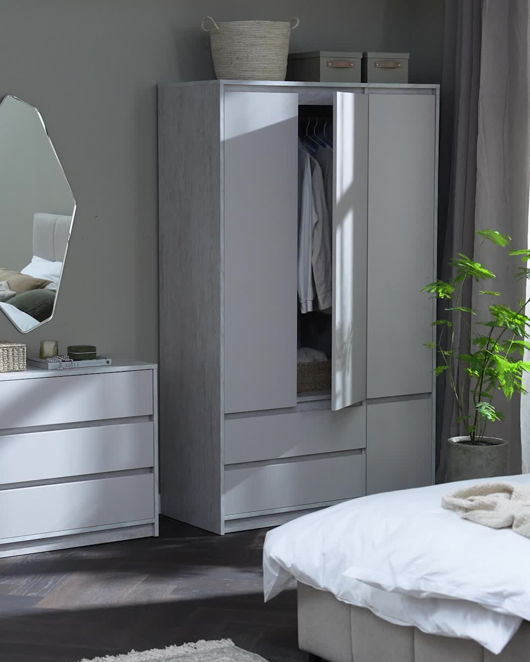 Шкаф BILLUND 119x193 4 двери 2 ящика травертин/бежевый