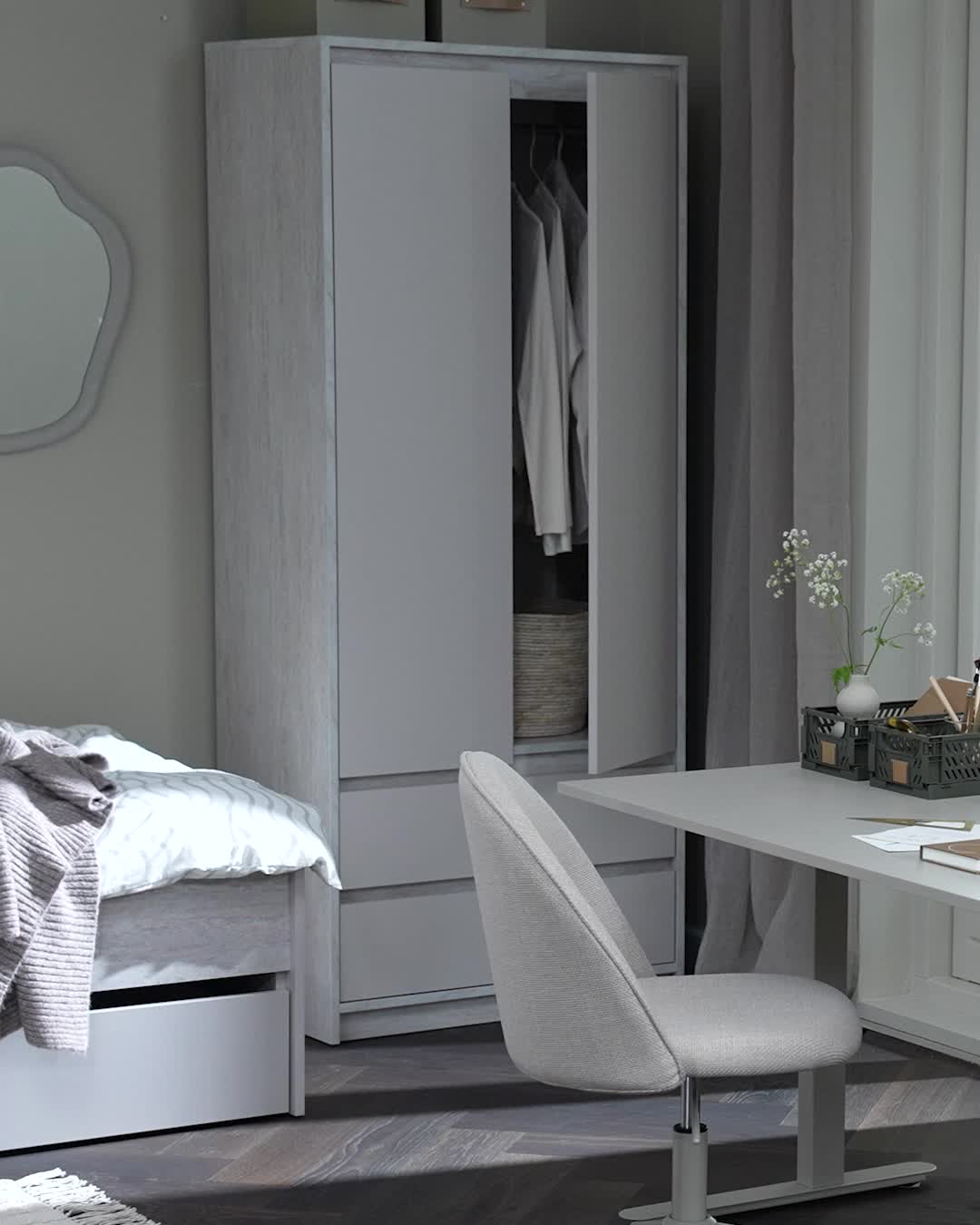 Шкаф BILLUND 80x193 2дв 2ящ травертин/бежевый