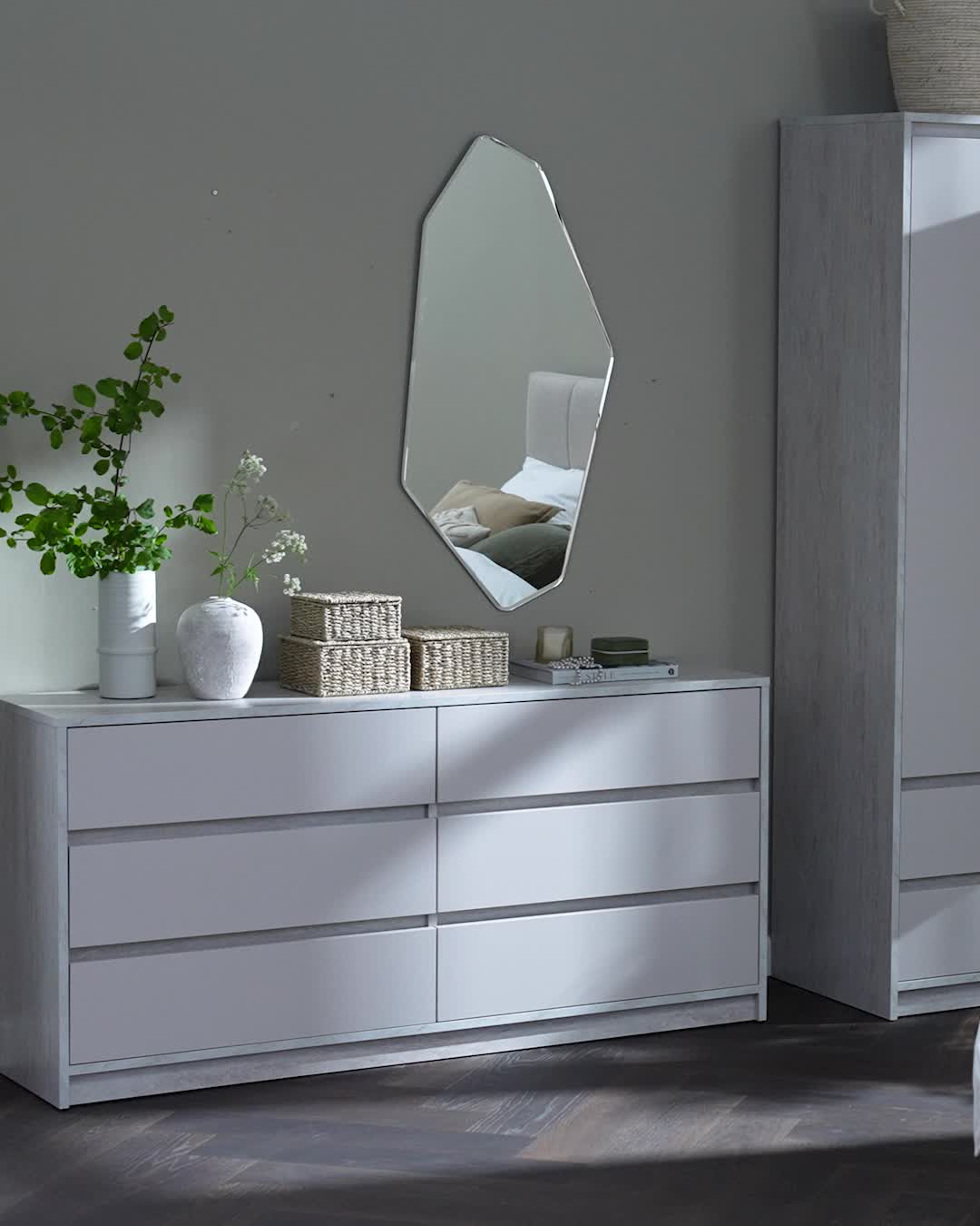 Комод 3+3 ящика BILLUND травертин/бежевый