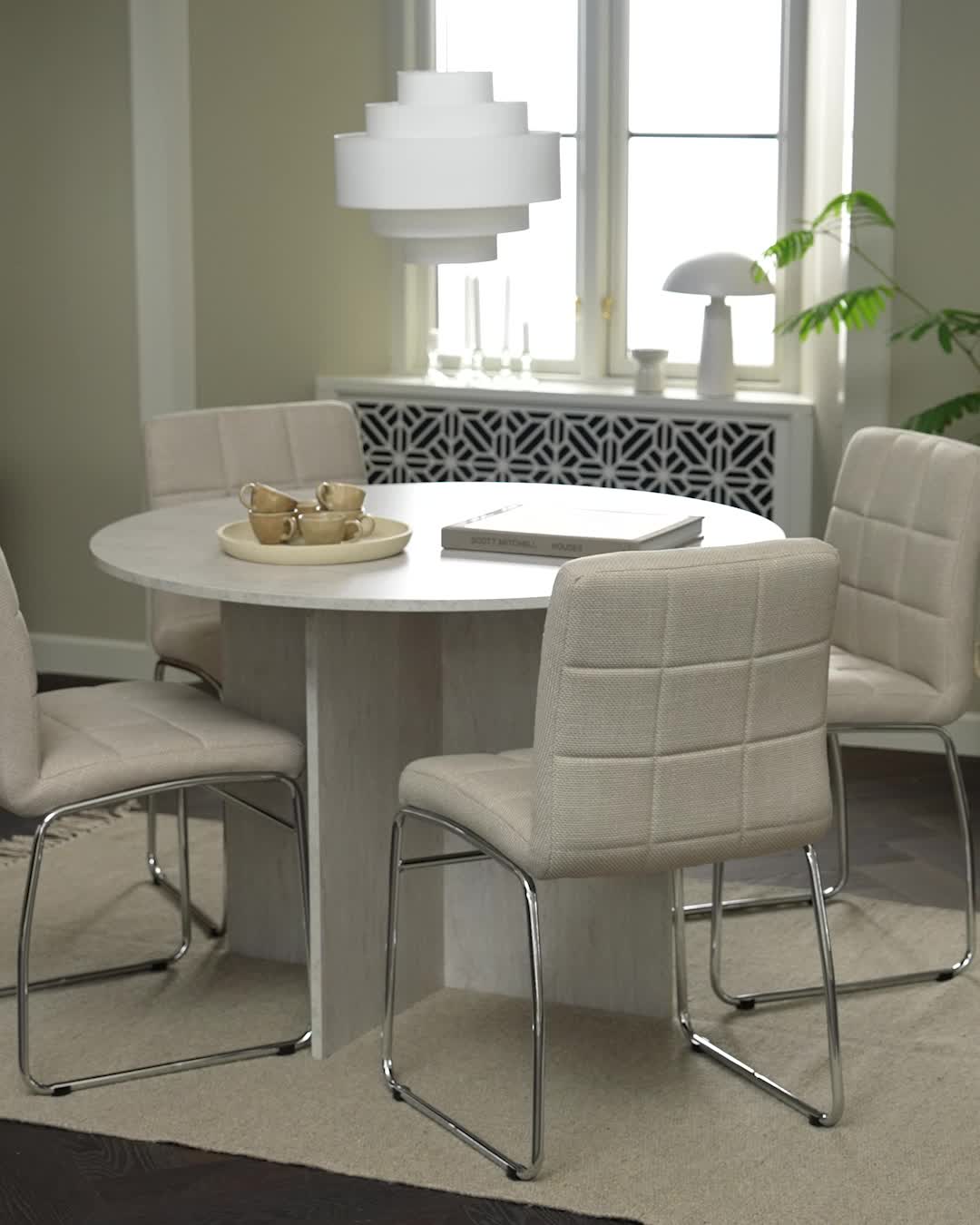 Обеденный стол KRONDAL Ø110 травертин