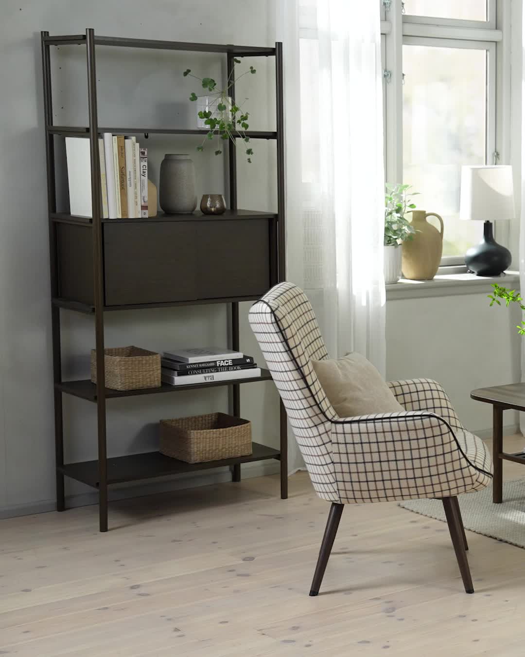 Etajeră LINDVED 6 rafturi stejar închis