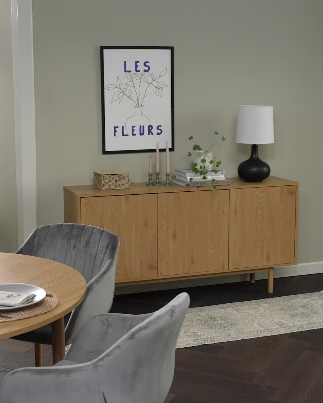 Трехдверный буфет ALSTED, натуральный дуб