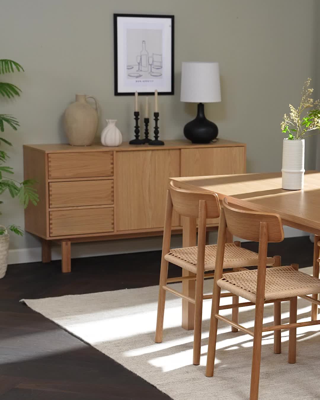 Bufet MEJLSKOV 2 uși 3 sertare stejar natur